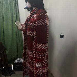 Express Red and Cream Chunky Knit Cardigan